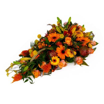 Rouwarrangement Druppel Oranje
